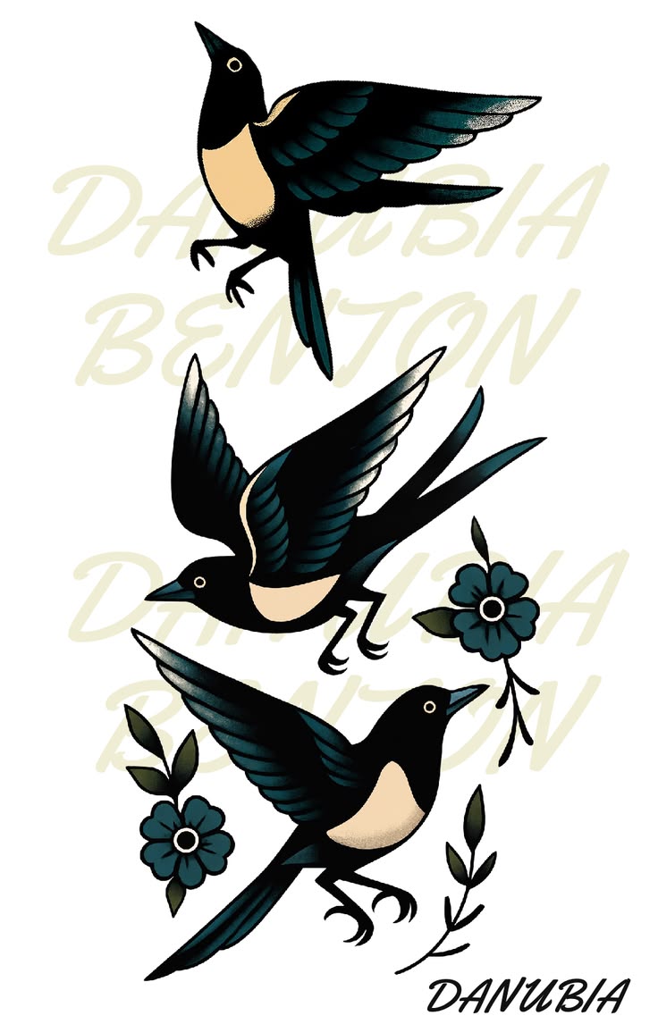 American Traditional Korean Magpie Flash #americantraditiona