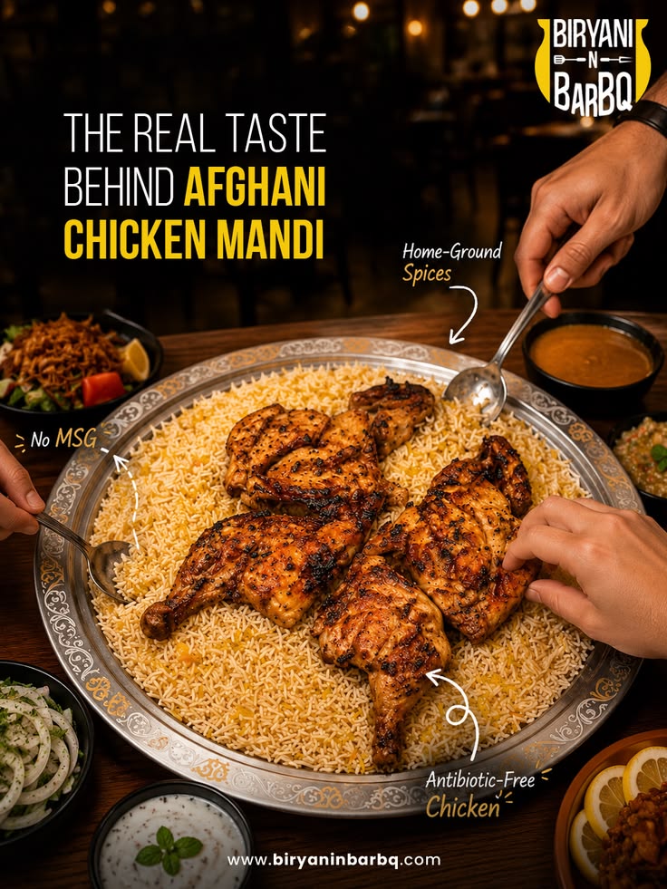 Experience the real taste behind our Afghani Chicken Mandi a