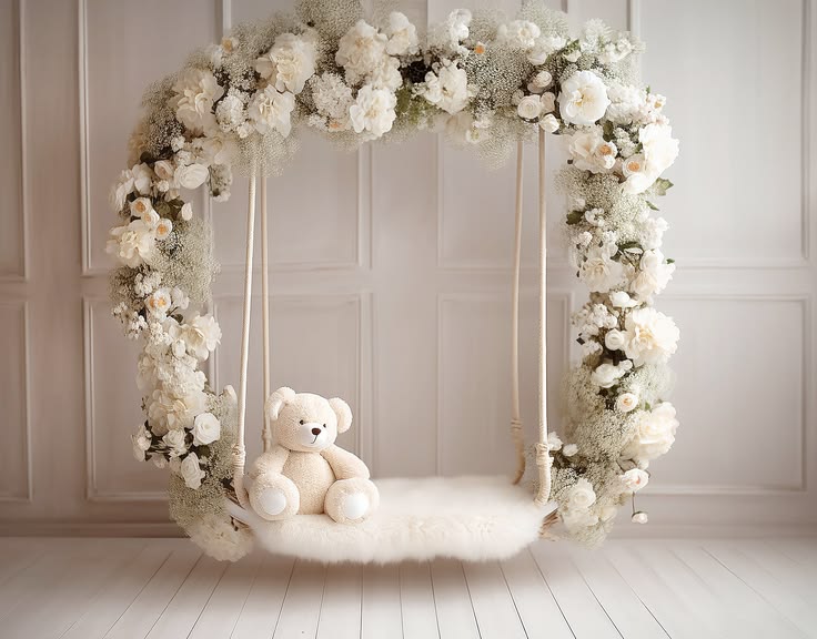 Unmissable deal! Newborn Backdrop with White Swing and Flora