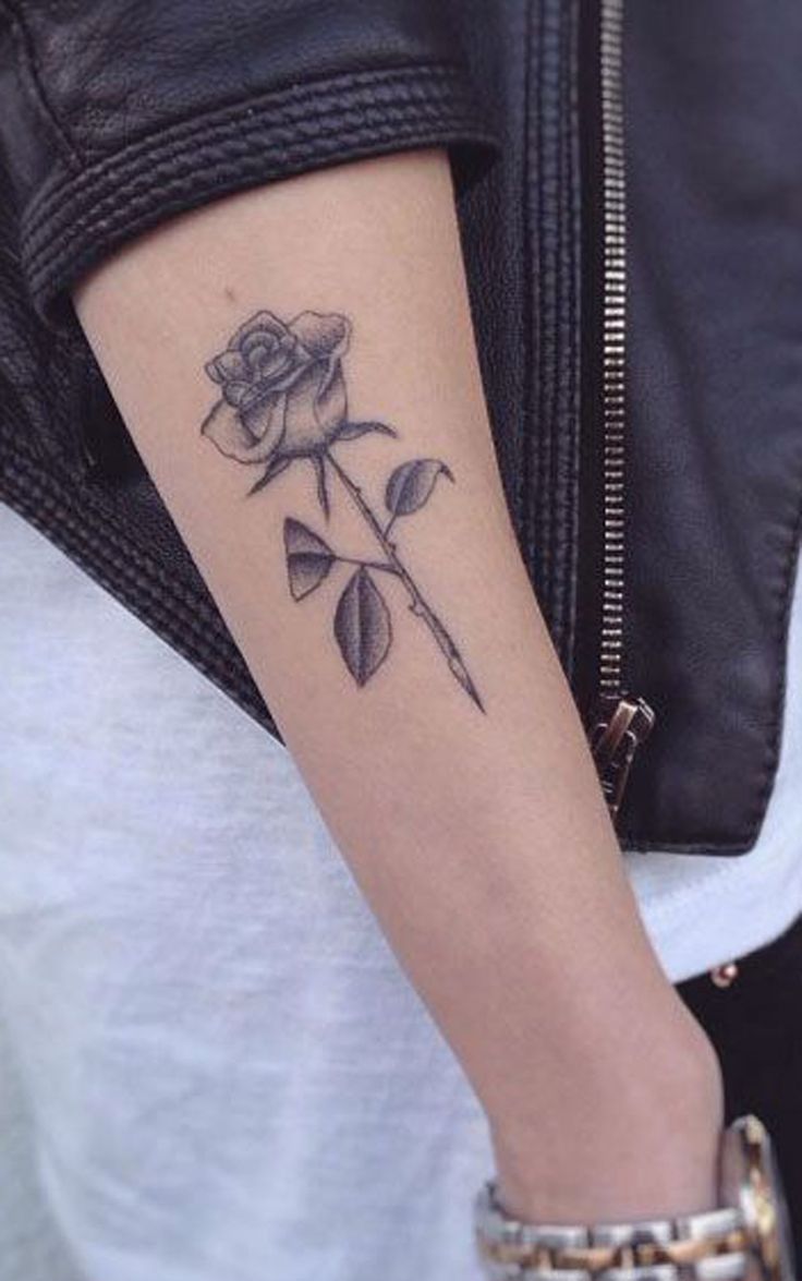 Black & White Realistic Rose Outer Forearm Tattoo Ideas for 