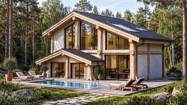 🌿 Новый проект экстерьера загородного дома 🏡

Дом расположен