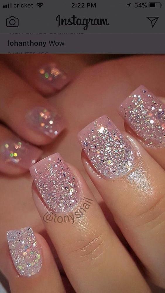 Pink glitter nails k #beautifulacrylicnails