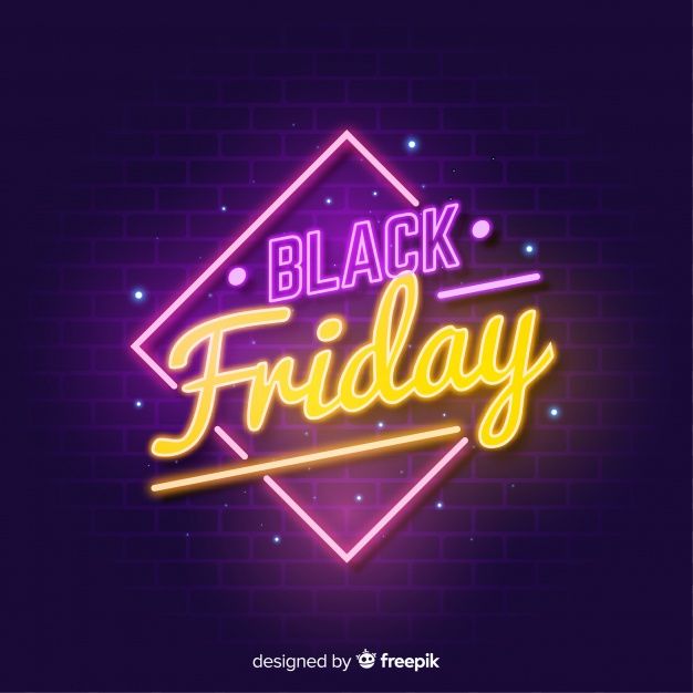 Black friday sale neon sign background Free Vector