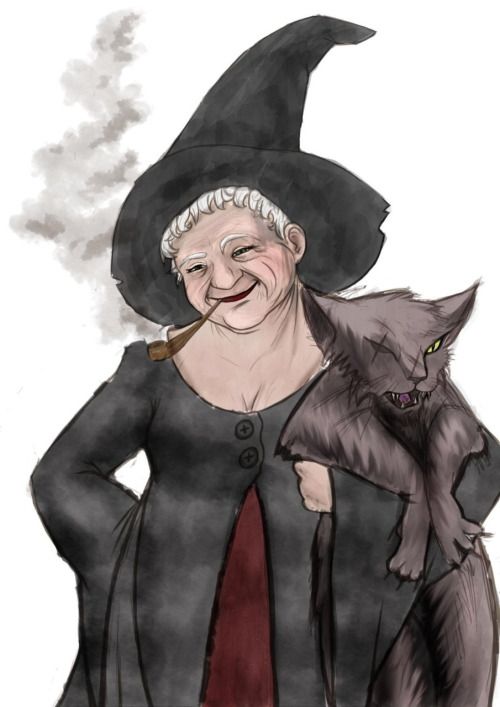 Nanny Ogg and Greebo by Merche Moreno