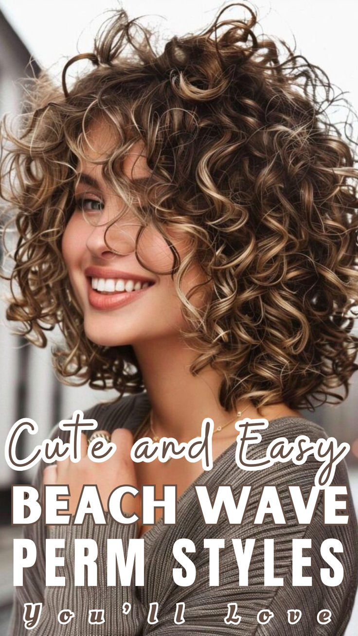 Get Beach Wave Perm Styles that ripple with loose curls, tou