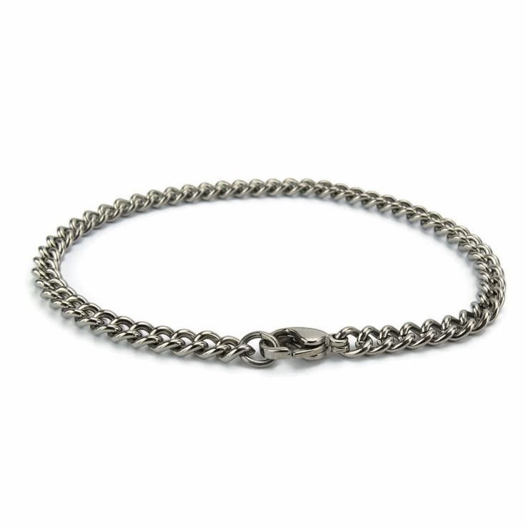 Middelgrote titanium herenarmband, puur titanium 4,4 mm gebo