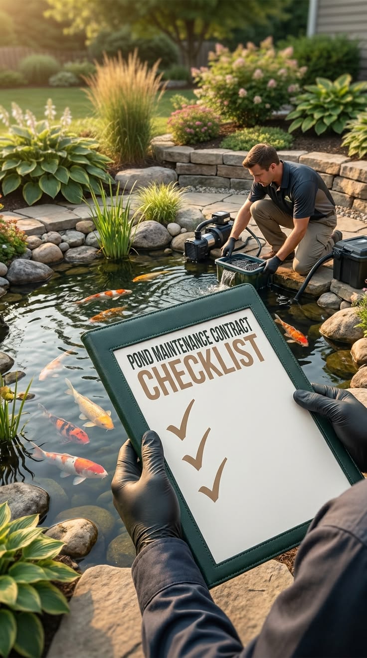 Review the services commonly included in a pond maintenance 