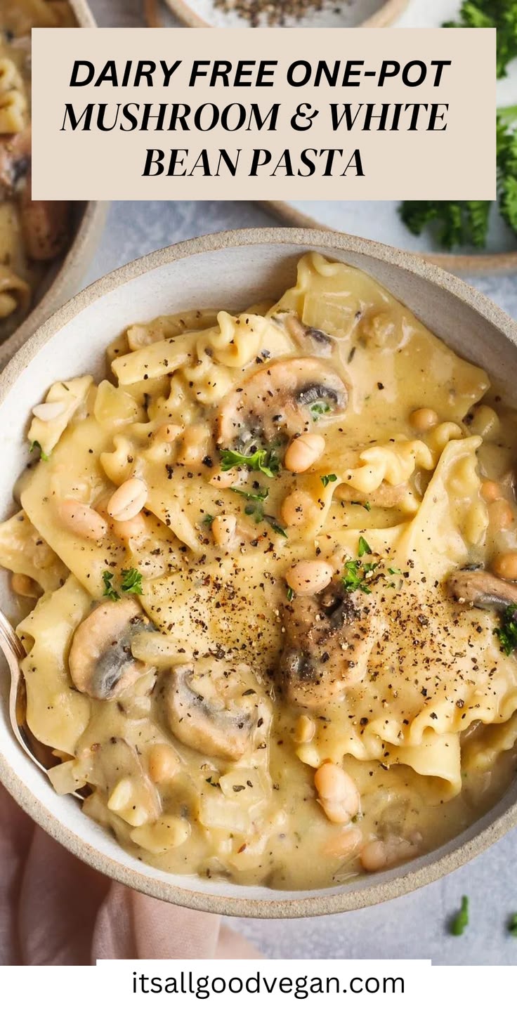 Made with leftover broken lasagna noodles, tender mushrooms,