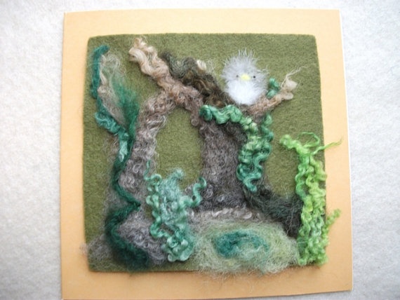 Owlet on Stump by TeenyTinyTextileArt on Etsy, £7.50