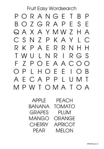 Fruit Easy & Hard Wordsearches Free Printables