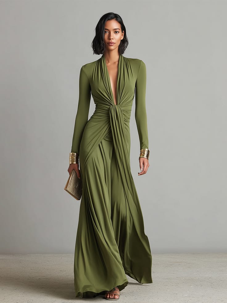 A long silk stretch maxi dress designed for evenings that ca