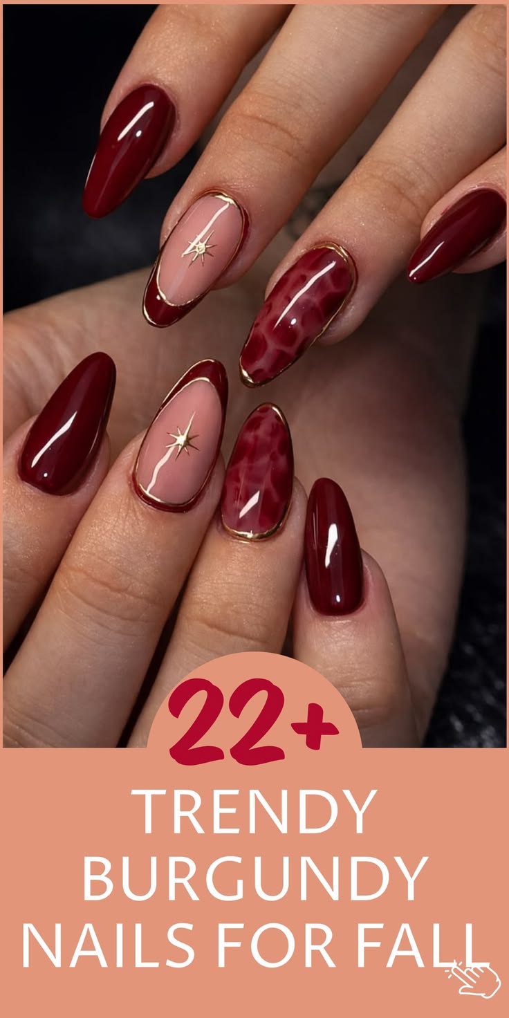🌹 Fall in love with these elegant burgundy nails that scream
