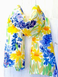 Hand Painted Orange Hawaiian Hibiscus Silk Sash: original si
