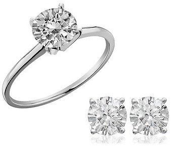 1 Carat White Topaz SterlingSilver Solitaire Engagement Ring