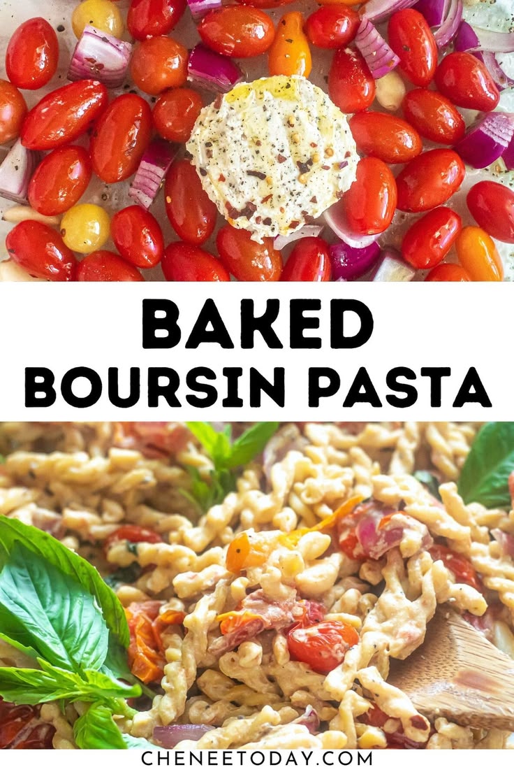 Baked Boursin pasta with cherry tomatoes - like the viral Ti