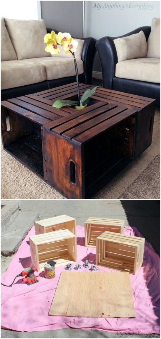 DIY - Coffee Table From Wooden Crates - Country Farmhouse Lo