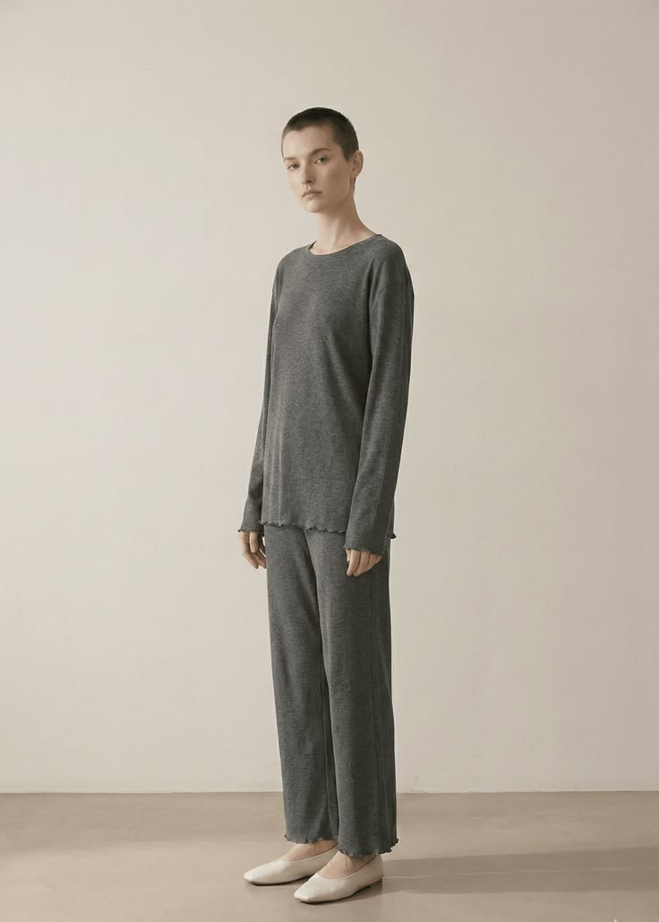 Mira Soft Brushed Knit Lounge Set, Gray Loungewear | Ever La