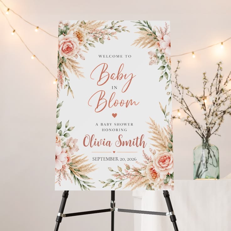 Baby in Bloom Welcome Sign Poster