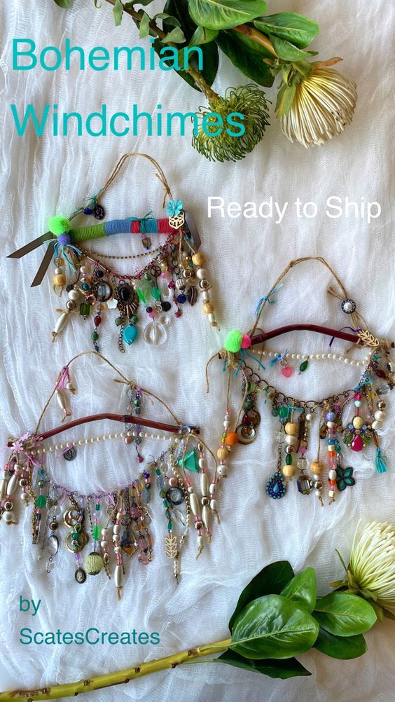 Eclectic and one of a kind, these bohemian inspired windchim
