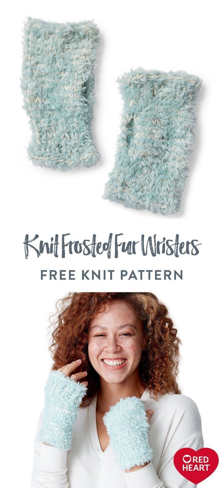 Free Knit Frosted Fur Wristers pattern using Red Heart Hygge