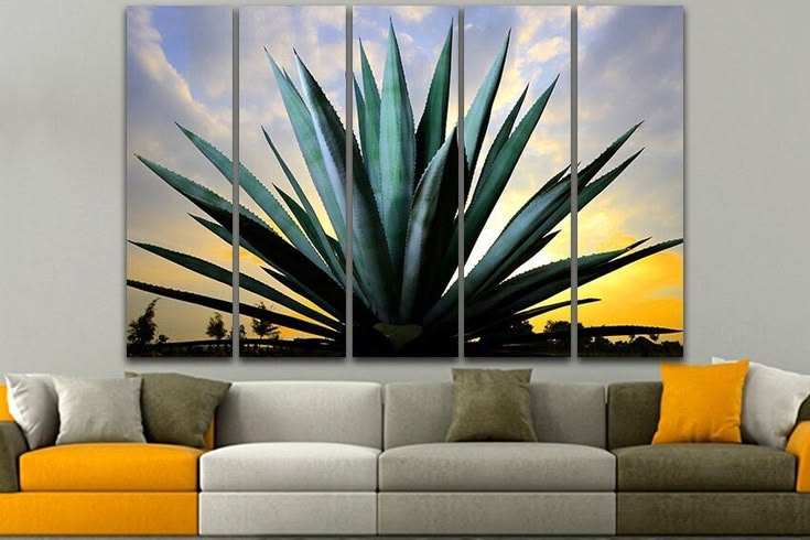 Blue agave wall art Floral print Agave decor Agave canvas Ca