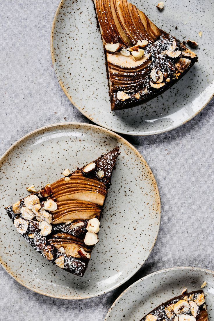 Chocolate Olive Oil Torte with Cardamom, Pears and Hazelnuts