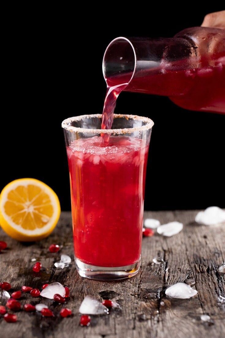 This Pomegranate mocktail is sweetened with agave. A touch o