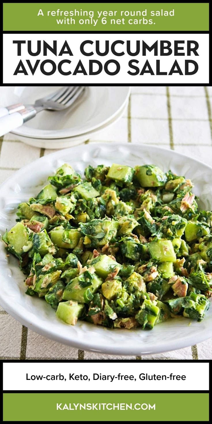 Tuna Cucumber Avocado Salad is better than tuna sandwiches a