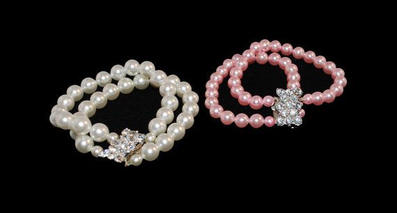 Vintage Pearl Bracelet & Rhinestone Bracelet Set by MadgesHa
