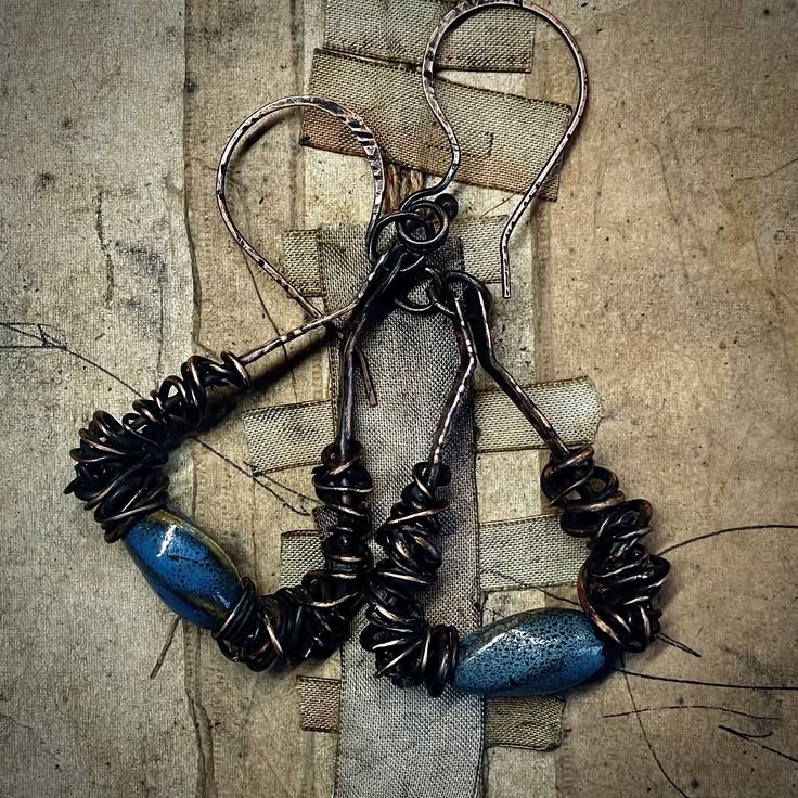 Copper wire and glass beads