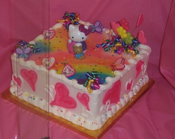 Hello Kitty birthday sheet cake in buttercream.
