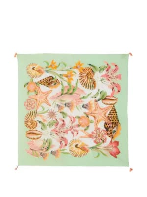 FARM Rio seashell-print tassel-trim Sarong | Green | FARFETC