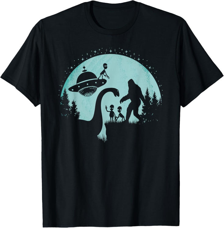 Funny Bigfoot Ufo And Alien T-shirt