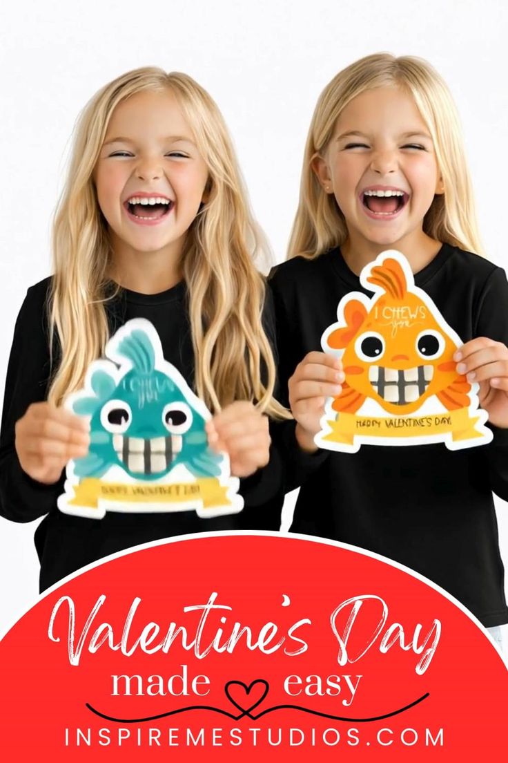 Printable fish Valentine cards for kids that make classroom 