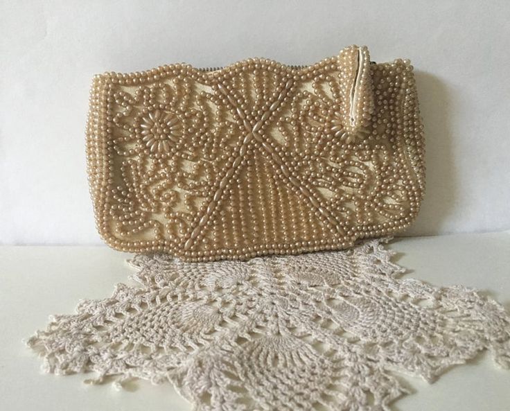 Vintage beaded clutch bag Vintage wedding bridal handbag | E