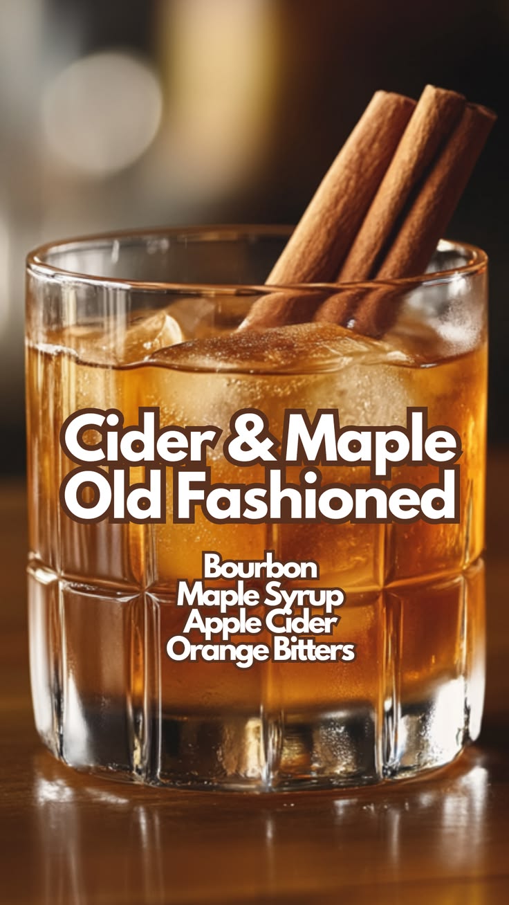 The Cider and Maple Old Fashioned is a cozy, autumn-inspired