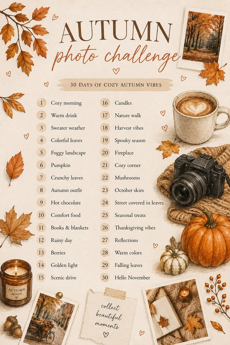 Capture the magic of autumn with this cozy 30-day photo chal