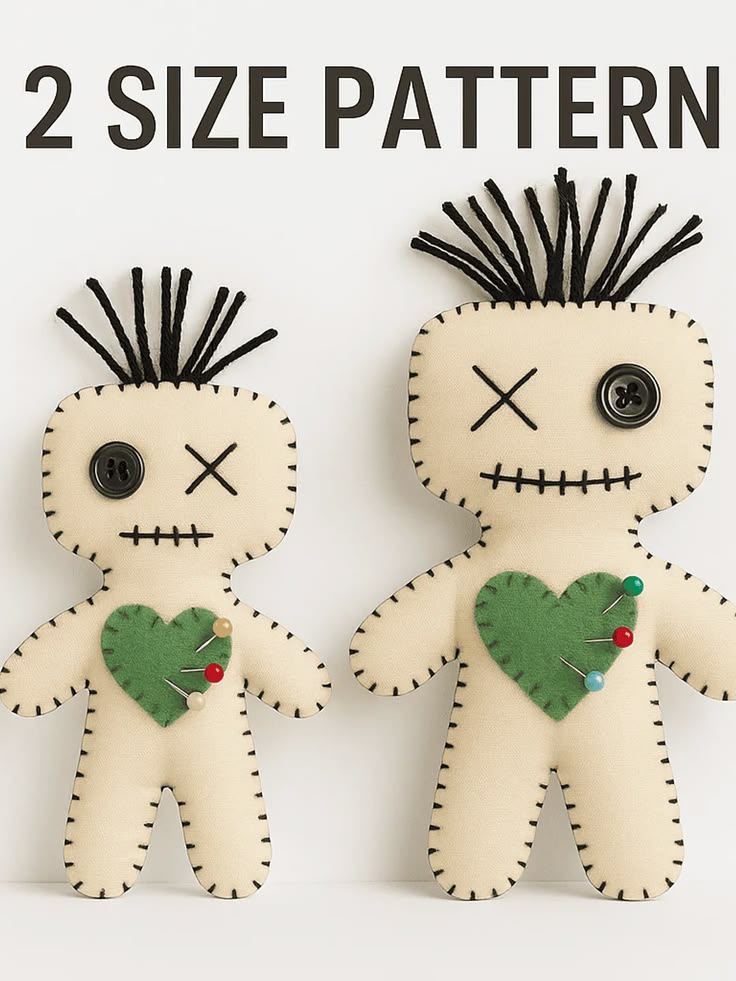 Voodoo Doll PDF Pattern – 2 Sizes Included – Creepy Cute Sew