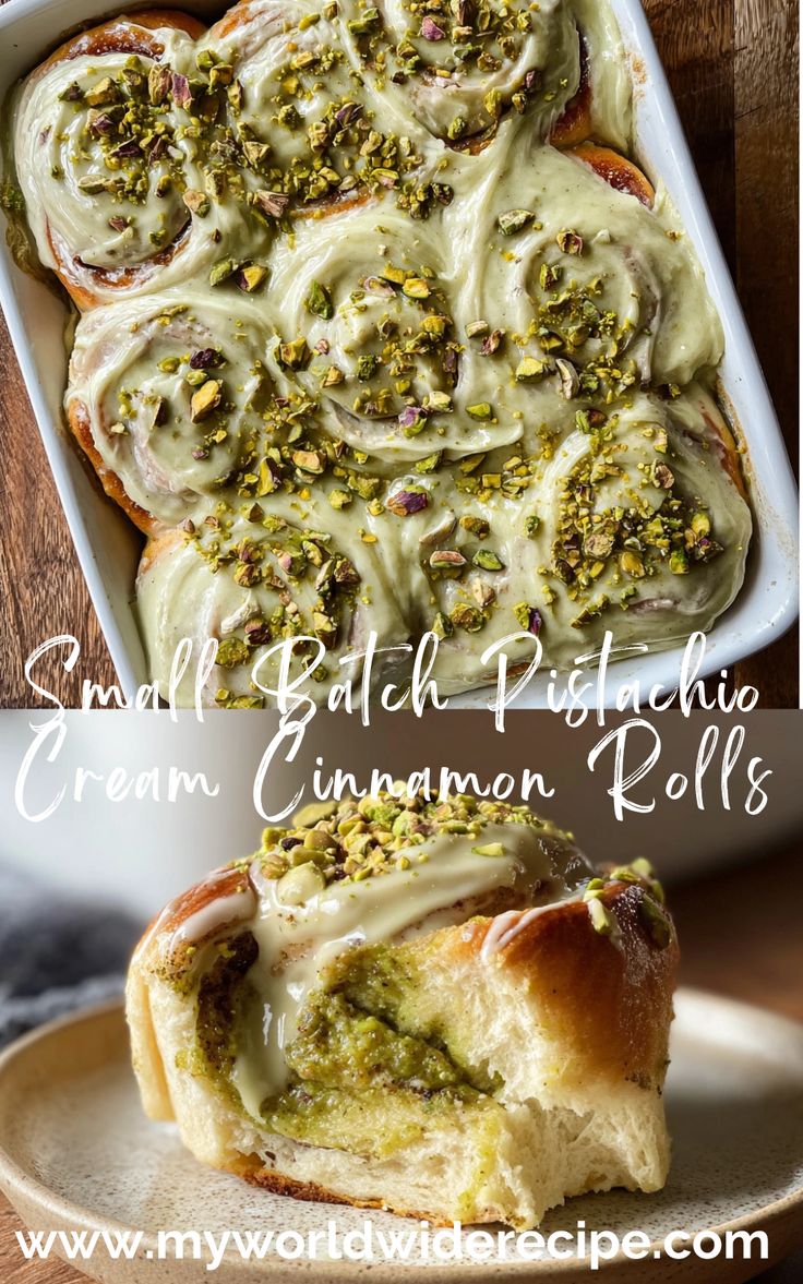 Soft, pillowy dough rolled with sweet pistachio cream and a 