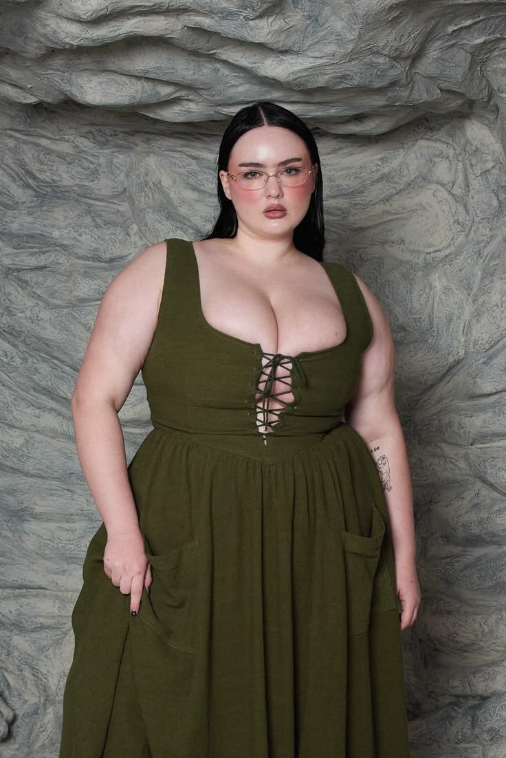 Explore whimsical, moss-inspired fashion for mid-to-plus siz