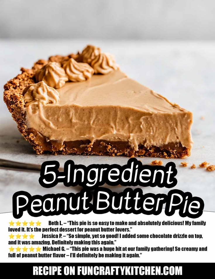 5-Ingredient Peanut Butter Pie - FunCraftyKitchen