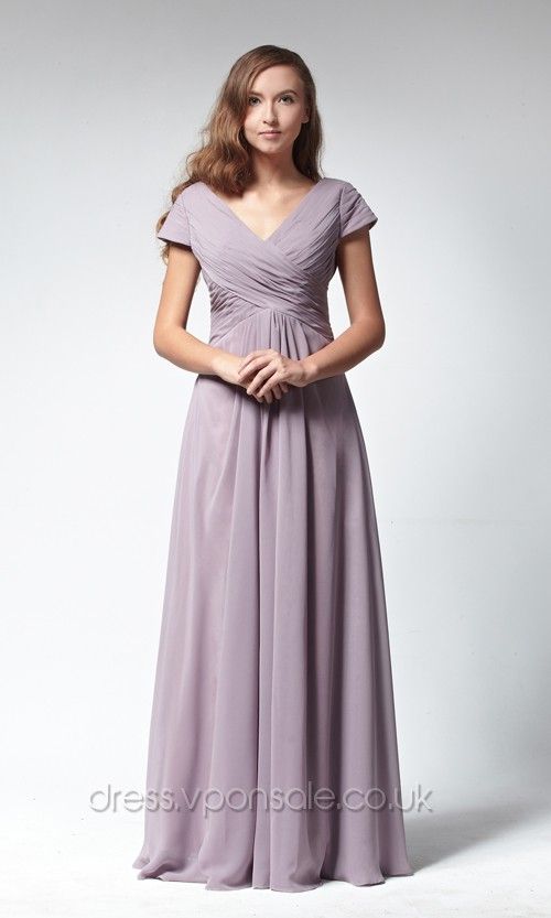 Short Sleeved Chiffon Mother Of Bride Dress VPM27 [VPM27]