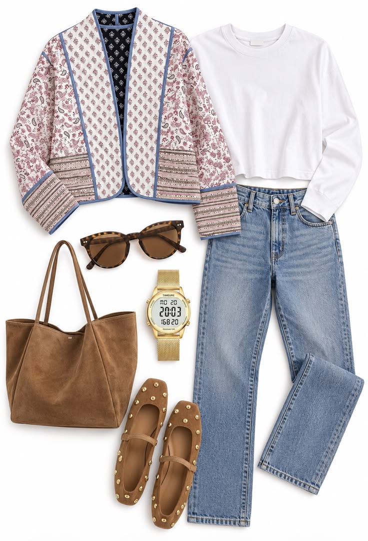 This effortlessly chic fall outfit pairs a feminine floral q