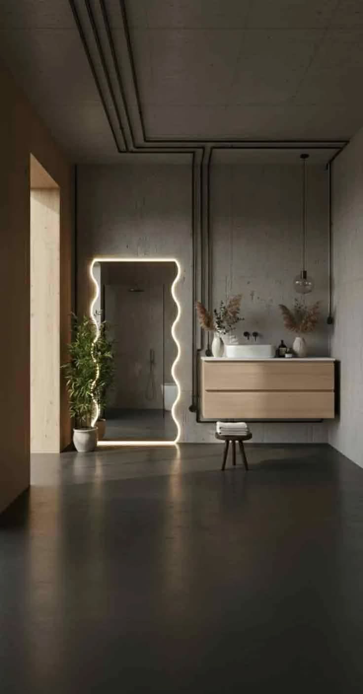 Modern Asymmetrical LED Mirror: The Ultimate Aesthetic Accen