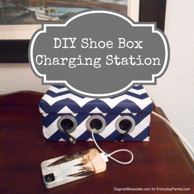Make a stylish charging station out of a simple shoe box to 