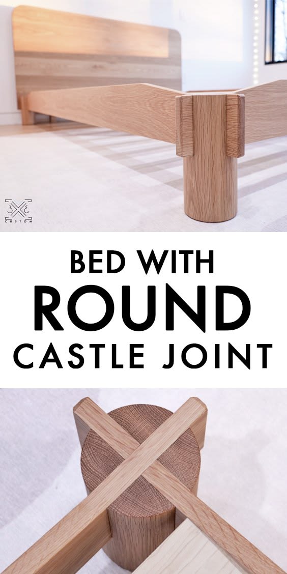 Bed with ROUND Castle Joints — 3x3 Custom