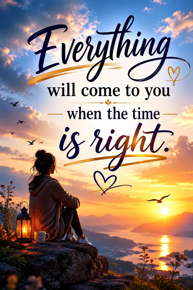 Everything will come to you when the time is right. Read our