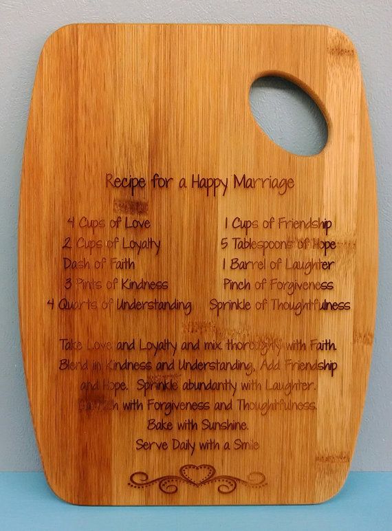 Recipe for a Happy Marriage Cutting Board