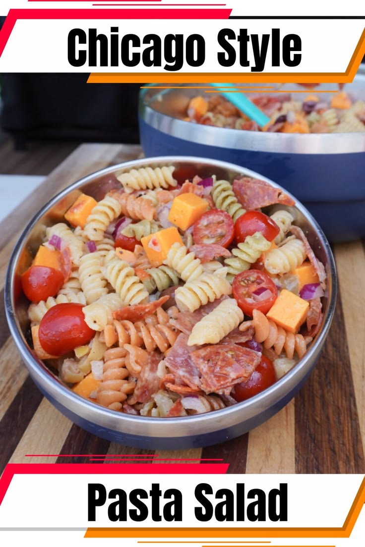 Chicago Style Pasta Salad is loaded with crunchy giardiniera