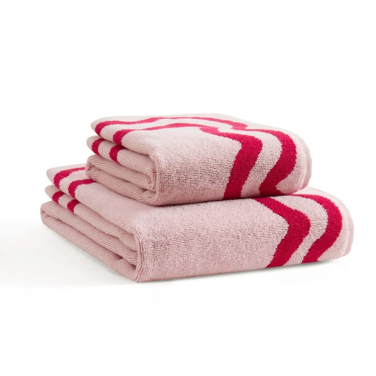 Scalloped Cotton Towels - Pink/Red – DUSK